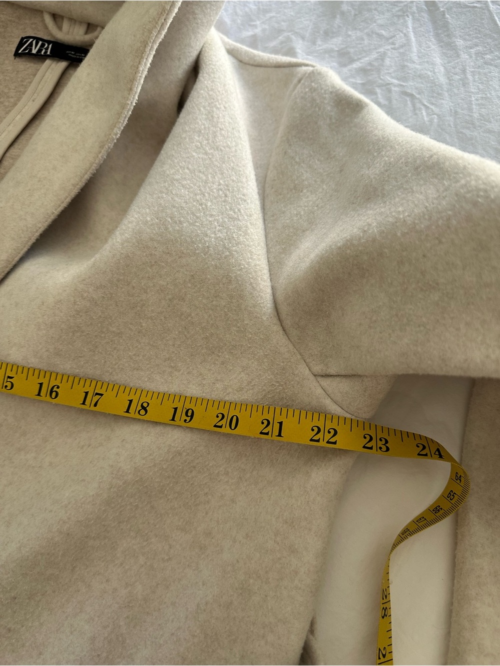 Zara Cream Hooded Wrap Coat with Self-Tie Belt, size medium - Picture 9 of 17